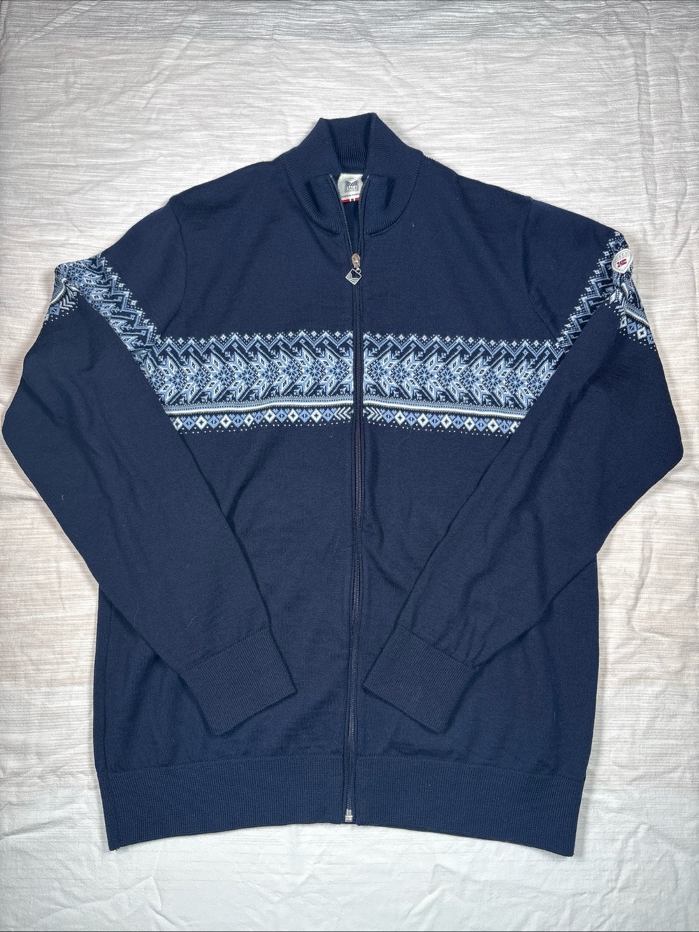 Dale of Norway Navy Fair Isle Zip Cardigan